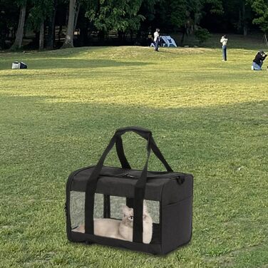 Транспортна переноска для котів та маленьких собак Weiche – складана переноска з двома входами, чорна