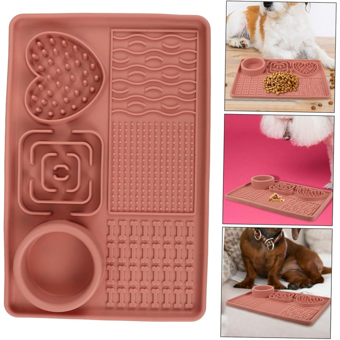 Килимок для собак та котів з присосками, силікон харчового класу, анти-слиз, для повільного годування, нековзний, яскравий, для тварин