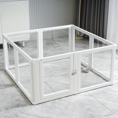 Клітка-вигул для цуценят Kerhouze, 8 шт., 60 см, прозора, для собак, котів, кроликів та інших дрібних тварин, з фіксуючою дверцятами, біла