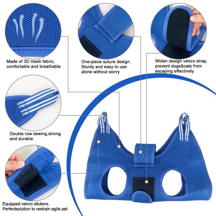 Набір для догляду за тваринами: гамак, пристосування для грумінгу, інструменти для стрижки нігтів (синій, M)