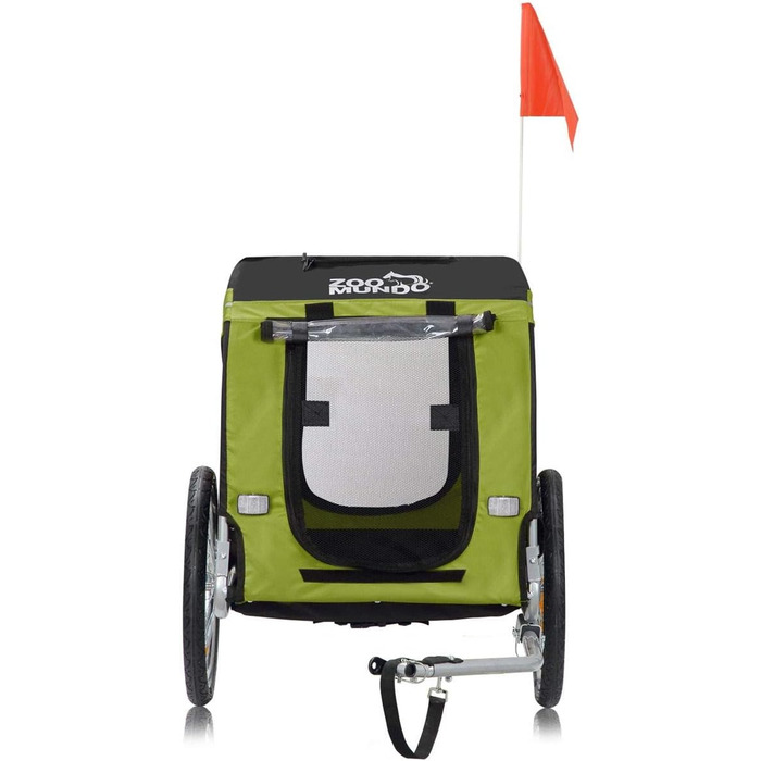 Причіп для велосипеда Zoomundo для собак, червоно-чорний, з металевим каркасом (зелений)