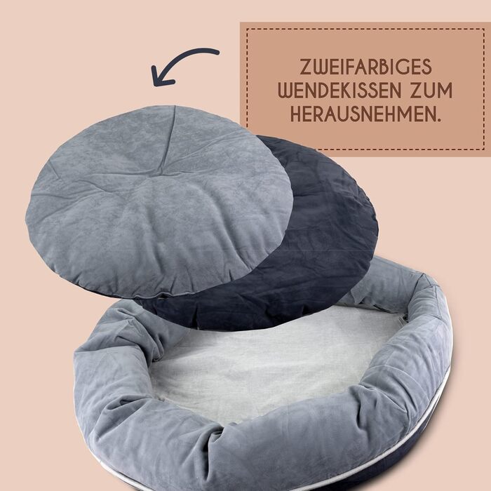 Ліжко для собак маленьких порід La Nube, 61x61 см, диван-ліжко, килимок, корзина, сіре, прання допустиме