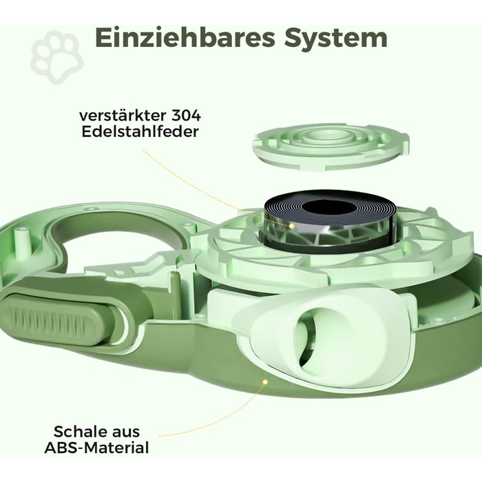 Рулетка для собак BMaobbo 8м, міцна сталева лебідка, тримач для відходів, антизаплутування, швидке гальмування, для собак до 50кг, для тренувань, лісу, пляжу