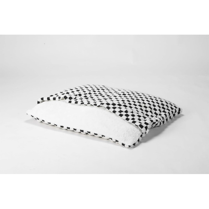 Спальник для собак з дахом, затишна лежанка-будиночок, теплий зимовий плюшевий спальник з капюшоном, ліжко для котів з знімним дахом, диванчик для собак маленьких та середніх порід (50x40x18см, квадратний орнамент)