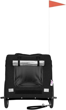 Фургон для собак VidaXL - чорний, 45 кг, з прапором та відбивачами, 69 x 133.5 x 73.5 см