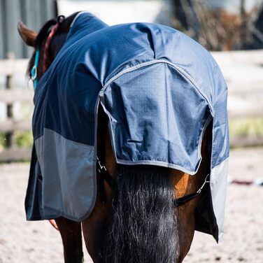 Regendecke eQuitack Winterdecke Turnout 100% Wasserdicht 600D з флісом Highneck, Navy/Grau, 165x165 см