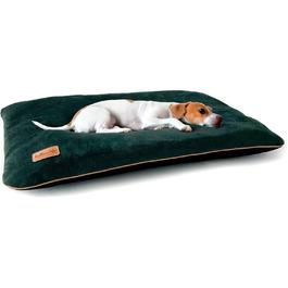 М'яке собаче ліжко з велюру, 90x60 см, зелений (M)
