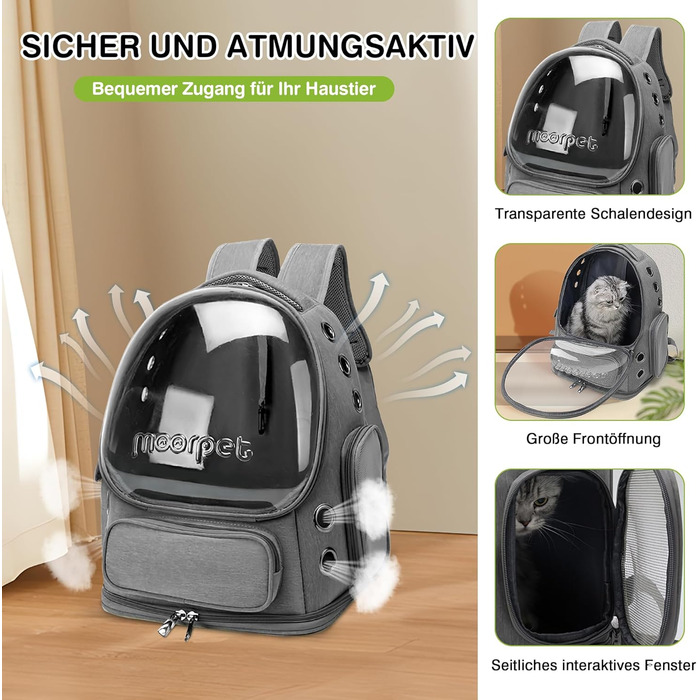 Рюкзак-переноска для котів та собак ALLSOPETS Bubble Carrier – сірий, до 7.5 кг