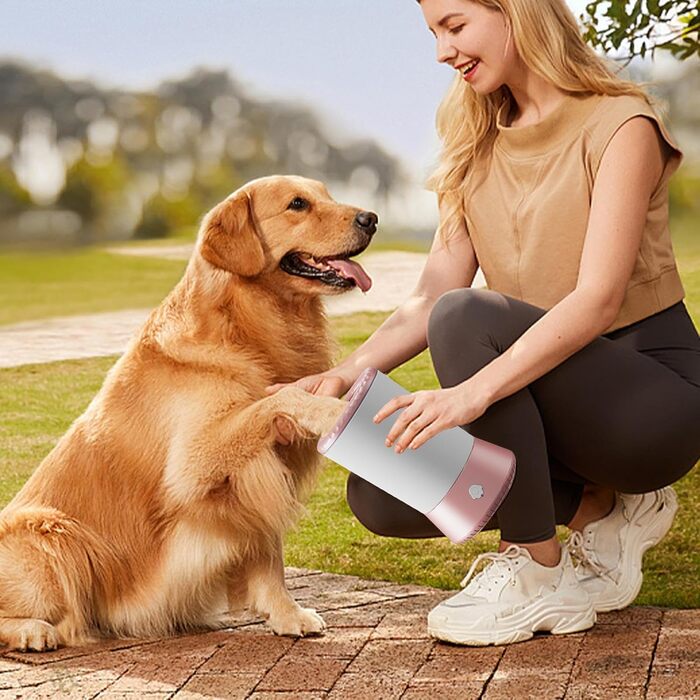 Автоматичний мийник лап для собак та котів | Переносний очищувач лап для домашніх тварин | Білий, Рожевий