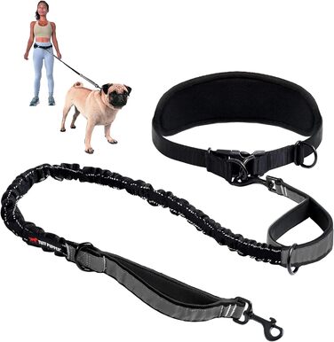 Міцний повідок для собак Tuff Pupper, hands-free, до 20,4 кг, з амортизатором, відбиваючими вставками та м'якими ручками