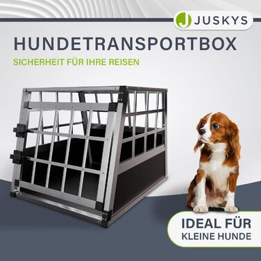 Транспортна переноска для собак Juskys Alu M - алюмінієва переноска для собак, 69x54x51 см, міцна та легка у догляді