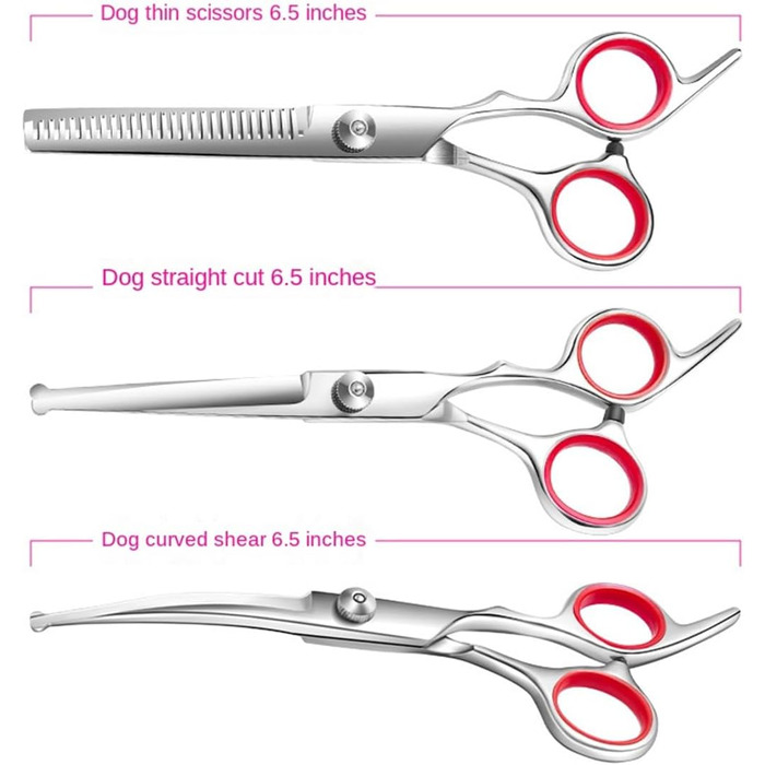 Набір професійних ножиць для собак 4 шт. з гребінцем для грумінгу. Ідеально для собак, котів та інших тварин.