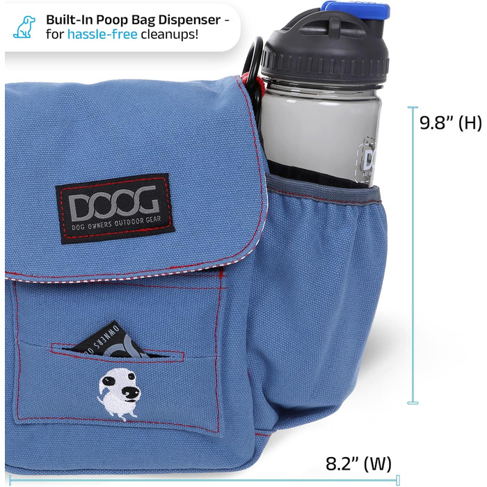 Сумка для собак DOOG Walkie-Tasche: зручна, з відділеннями для ласощів, кульок та пляшки води (світло-блакитна)