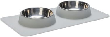 Набір посуду Karlie Silikon INOX Dinner Set Dex, 700 мл (2 x 350 мл), сірий/білий, 44x23,5x4,5 см