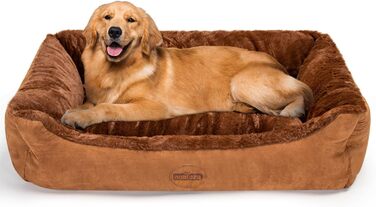 Ортопедичне ліжко для собак Nobleza, великі породи, XL, 110x75x20 см, коричневе, м'яке, антиковзаюче