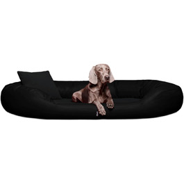 Ортопедичне ліжко для собак Tierlando® Sammy VIP з віскоматрацом та високим бортиком з штучної шкіри. Розмір: 100x85 см, колір: чорний. Забезпечує комфортний та щадний для суглобів сон.