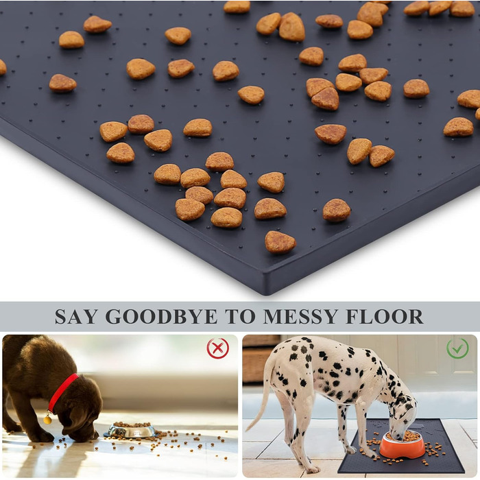 Підкладка під миску для собак та котів VIVAGLORY Grippymat, силіконова, чорна, 60x40 см