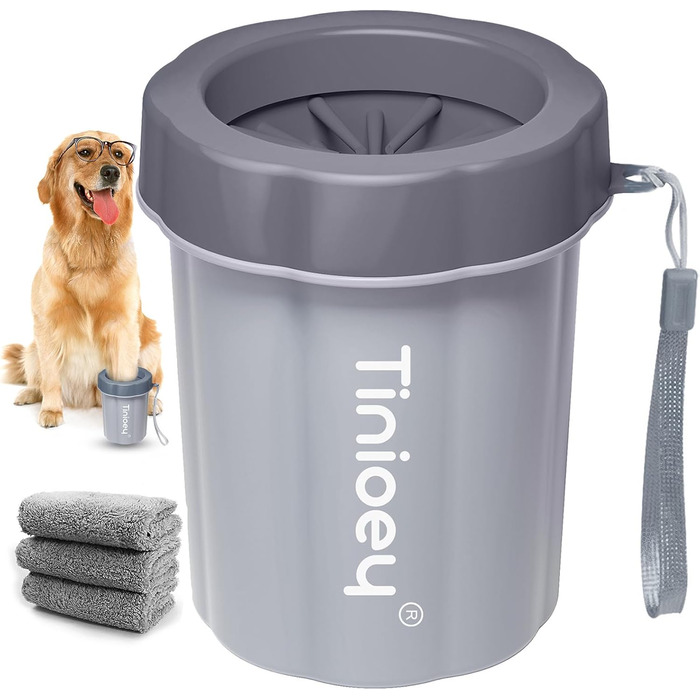 Очисник лап для собак з рушниками (3 шт.) | Аксесуар для собак середніх порід | Очисник лап | Розмір M, сірий