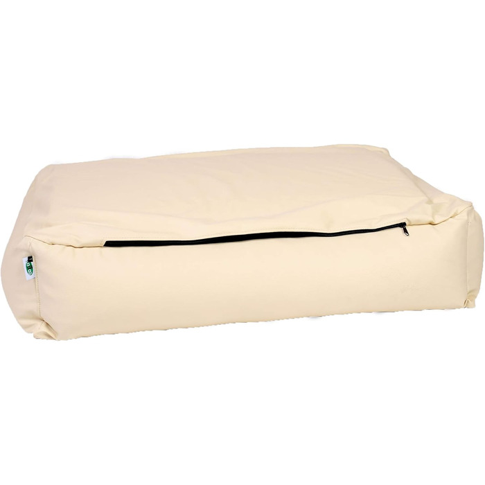 Ортопедичне ліжко для собак CopcoPet Paco з штучної шкіри 90 x 70 см – віскоматрац для собак – знімний, пральний чохол – стабільне, щадяче суглоби – для середніх собак L 90 x 70 см Ортопедичне (XL 110 x 90 см, Бежевий)