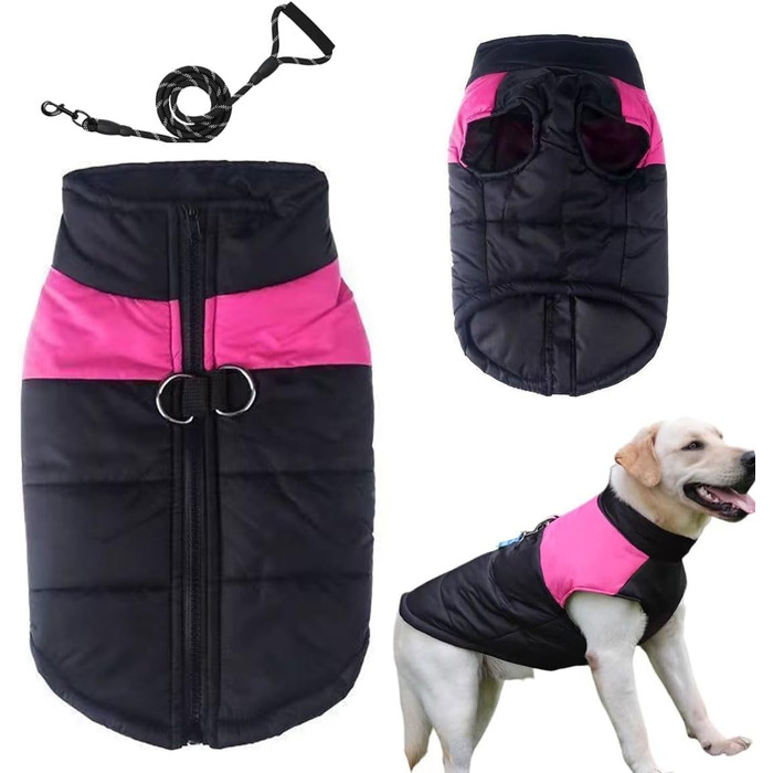 Водонепроникний теплий зимовий одяг для собак: тепла флісова куртка з відстібаним коміром та регульованою жилеткою Hunter для малих, середніх та великих собак (C, L)