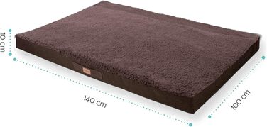 Баллу: Ортопедичне ліжко для собак, XXL (120x100 см), коричневе, з пам'яті ефекту, миється, не слизьке, з м'яким килимком