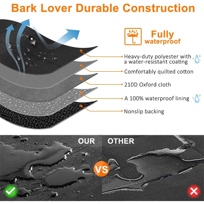 Накладка на сидіння для собак, гамак для заднього сидіння, водонепроникна, зносостійка, протиковзна, підходить для більшості авто, вантажівок, SUV, мініванів, ідеальна для великих та активних собак, Чорний, розмір 54'' x 58''