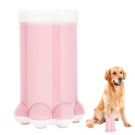 Набір для миття лап домашнім тваринам PJDDP: чаша з силіконовою щіткою для собак, котів. Очищувач лап для собак середніх порід, цуценят. Рожевий