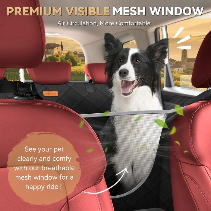 Накладка на сидіння автомобіля Looxmeer для собак, водовідштовхувальна та стійка до подряпин, універсальна, з захистом боків та оглядовим вікном, 137 x 147 см, сіра
