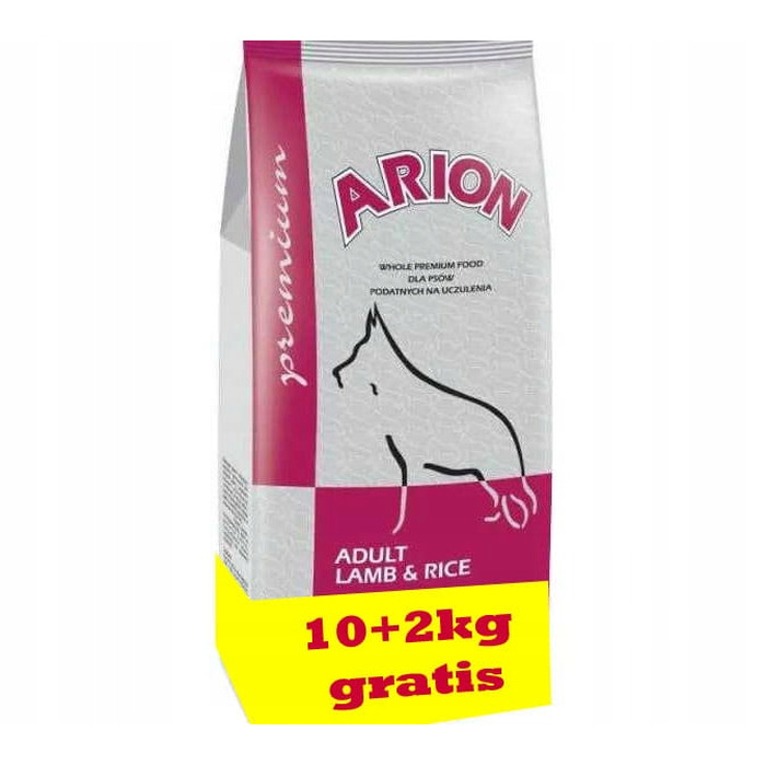 Сухий корм для собак Arion Premium Adult Ягня з рисом 10 кг + 2 кг