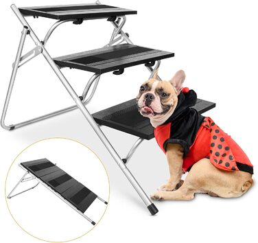 Сходинка для собак JOEJOY Cabrio 2-в-1: драбина та пандус, 3 сходинки, для малих собак та котів, для ліжка, авто, дивану