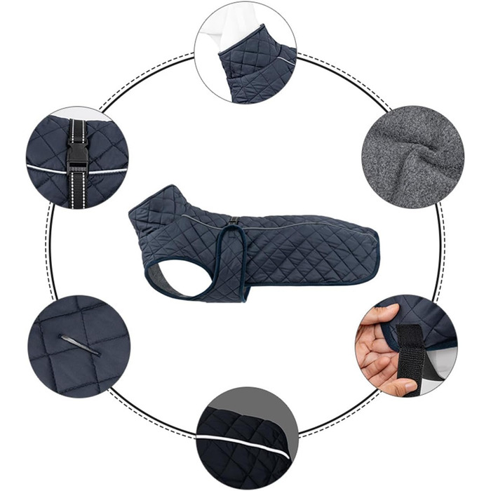 Зимовий теплий одяг для собак - Вітростійка жилетка-світловідбивач для собак, теплий зимовий одяг для собак | Для активного відпочинку: походи, пікніки, кемпінг, катання на лижах, прогулянки містом (Темно-синій)