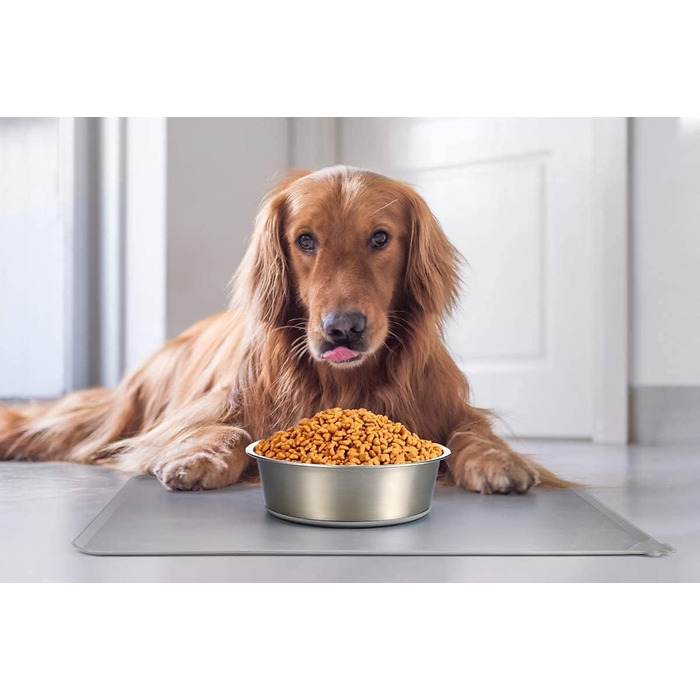 Набори мисок для собак та котів Mery Home з нержавіючої сталі з силіконовим дном, чорні, 2 шт., 14 см (520 мл)