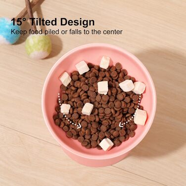 Набори мисок для котів YauYik: підняті, нахилені, для корму та води, рожеві, 2 шт.