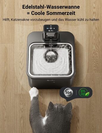 Бездротовий фонтан для котів DownyPaws 2,5 л з датчиком руху чорний