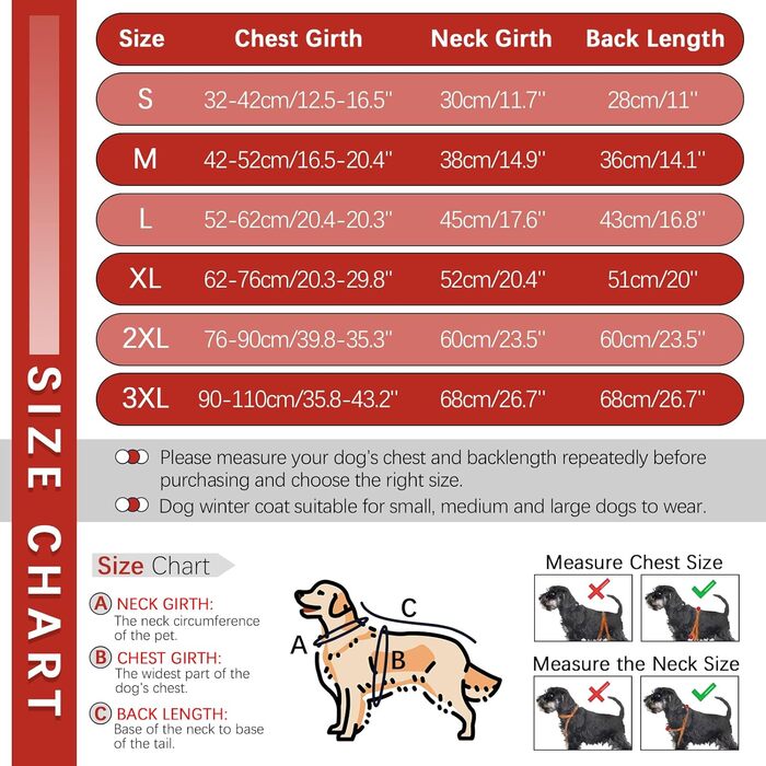 Водонепроникний теплий зимовий одяг для собак середніх порід, червоний, XL - куртка для собак