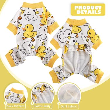 Піжама для собак: теплий комбінезон для цуценят та котів, розмір S, теплий велюр, жовенька качечка