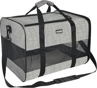 Транспортна сумка для котів та собак, дихаюча та легка, переноска для котів з регульованим плечовим ременем, знімний м'який матрац (Сірий, XL)