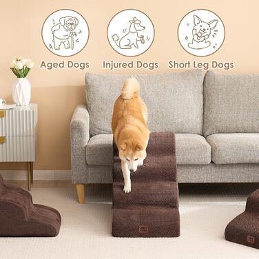 Сходинки для собак EHEYCIGA: 50 см, 4 сходи, з антиковзким покриттям, для маленьких собак, сірий (50 x 40 x 72 см)