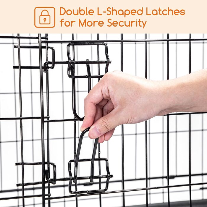 Металевий клітка для собак Nobleza 61x42x48,5 см, складана, з 2 дверцятами, пластиковим піддоном і ручкою, легка у догляді, чорна