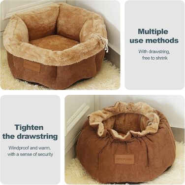 Кругле ліжко для котів та собак Galatée, м'яке та затишне, з антиковзною основою (M, коричневе)