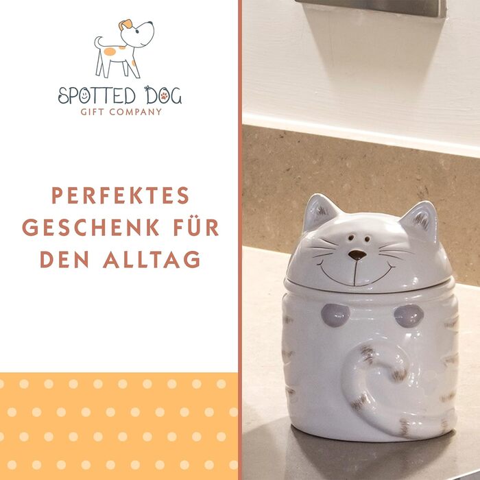 Набір керамічних контейнерів для зберігання Spotted Dog Gift Company, 2 шт. з кришкою, котячий дизайн, куховий декор, подарунок для любителів котів