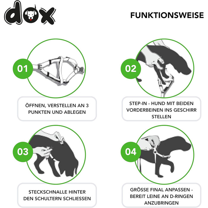 DDOXX нейлоновий шлейка для собак, регульований, зелений, розмір XXS, для цуценят і дорослих