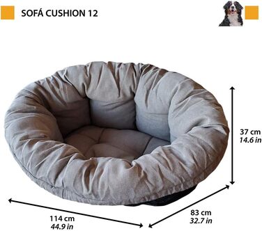 Крісло-лежанка для собак та котів Ferplast SOFA 'CUSHION' - м'яка лежанка з бавовняною подушкою, сірого кольору, 114 x 83 x 37 см