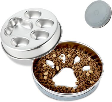 Антиблінковий набір для собак з нержавіючої сталі 304, 1л. Набір проти швидкого поїдання, металевий набір для собак середніх та великих порід, котів, з антиковзною силіконовою підкладкою, 21 см
