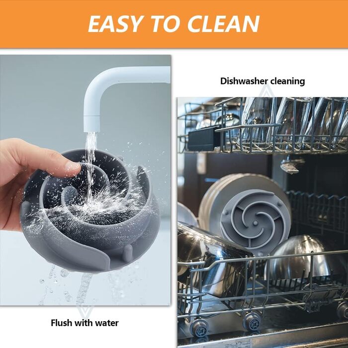 Миска для собак з м'якого силікону для повільного годування, сіра, L, для малих, середніх та великих собак