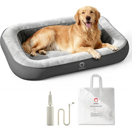 Надувне ліжко для собак QPAU з бортиками, миється, для подорожей, кемпінгу та дому, водонепроникне, портативне, з насосом та сумкою, підходить для малих, середніх та великих собак