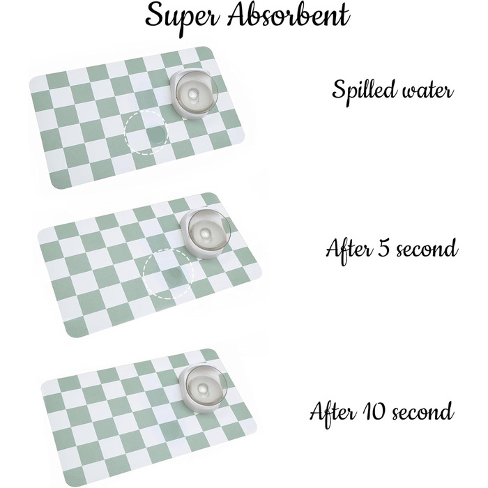 Килимок для годування собак Ralxion з водопоглинаючого матеріалу, в стилі ретро, шахова клітинка, бежевий/хакі, для собак, котів, цуценят, аксесуари для тварин, 30,5 x