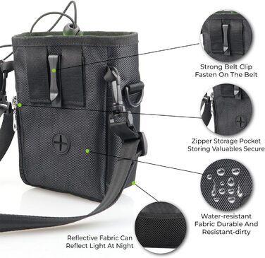 Сумка для ласощів для собак Leckerlibeutel: зручна сумка для цуценят з регульованим ремінцем, кліпсою для пояса, дозатором кульок та кишенями на блискавці та на шнурку