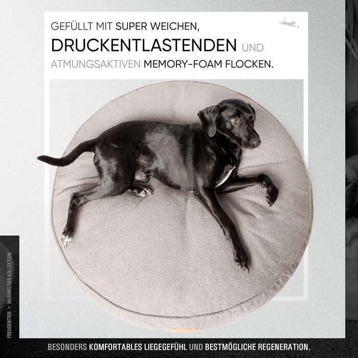Килимок для собак Freudentier XXL круглий - Ергономічне ліжко для собак, що можна прати - М'який корзинка для собак - Виготовлено в ЄС - Килимок для собак великих собак & ліжко для собак середніх собак (темно-сірий, 100 см) ⌀ 100 см Темно-сірий