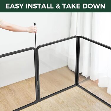 Клітка-палатка для собак FXW Pawadise, 61 см, 8 панелей (4 акрил + 4 метал), чорна, розширювана